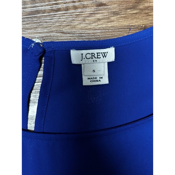 J. Crew Chiffon Peplum Blouse Women's Small Bell Sleeve Royal Blue Top - Picture 5 of 8